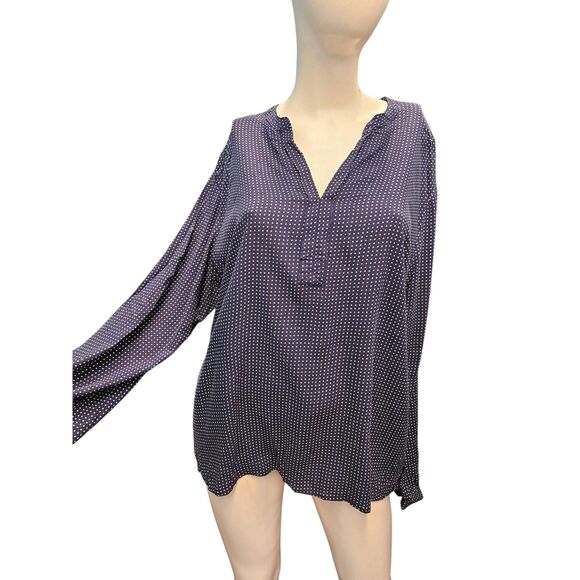 Tommy Hilfiger Tops - Tommy Hilfiger Womens Blue Polka Dot Blouse Womens Size XXL
